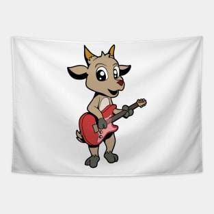 Cartoon goat playing electric guitar Tapestry