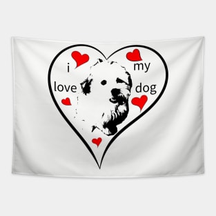 i love my dog, puppy, havanese, bolonka, giftidea Tapestry