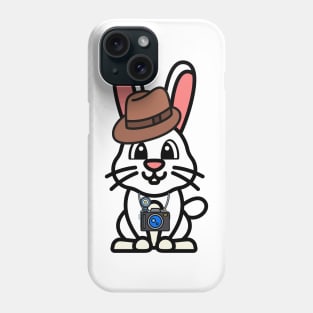 Funny bunny is holding a camera Phone Case