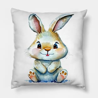 Cute Little Watercolor Rabbit Pillow