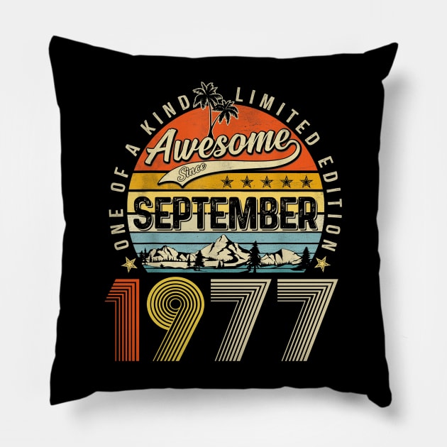 Awesome Since September 1977 Vintage 46th Birthday Pillow by louismcfarland