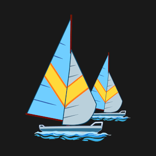 Fun Sailing Gift Print Retro Sailor And Ocean Sailboat Tee T-Shirt