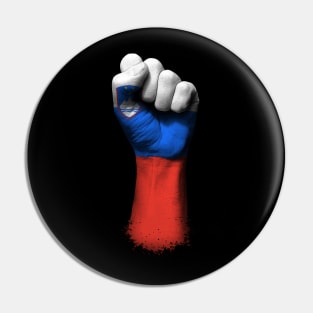 Flag of Slovenia on a Raised Clenched Fist Pin