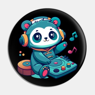 cute panda playing dj music Pin