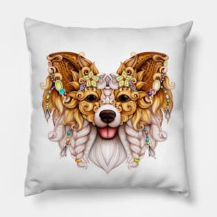 Funny Papillon Portrait Pillow