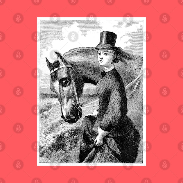 Vintage horsewoman engraving by PAULsPRINT