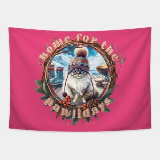 Home For The Holidays Beanie Ragdoll Life 1AR Tapestry