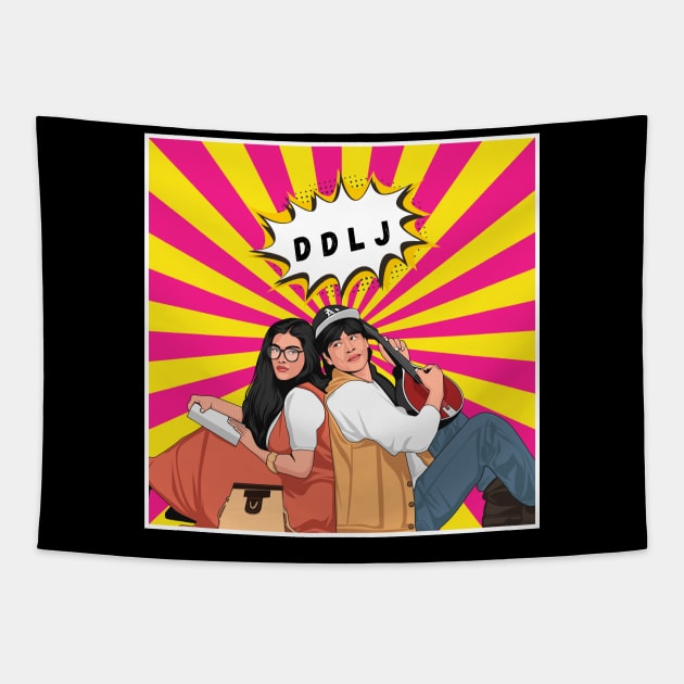 DILWALE DULHANIYA LE JAYENGE l DDLJ I Shahrukh Khan I Bollywood l Pop Art Tapestry by Swag Like Desi