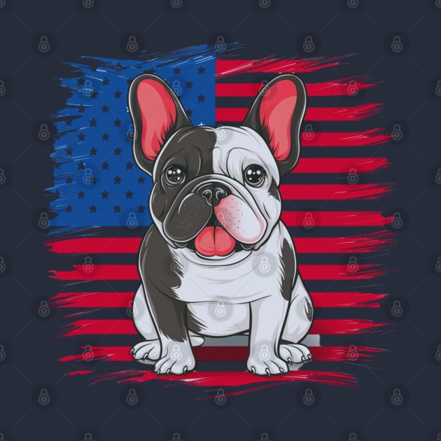 A cartoon French bulldog with American flag(2) by YolandaRoberts