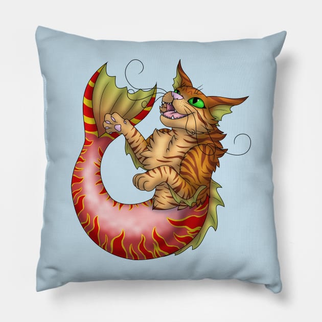 Purrmaid: Ginger Tabby Pillow by spyroid101