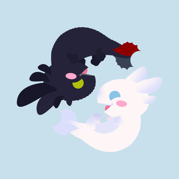 Yin and Yang Axolotl Dragons by Kirion