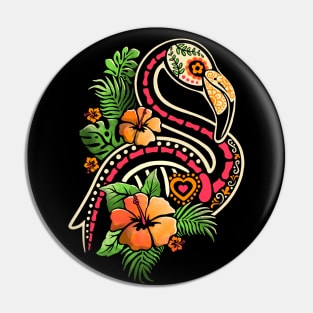 Flamingo tropical calavera Pin