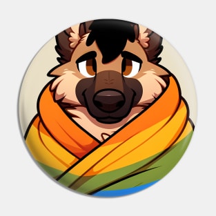 Comfy Womfy Furry Pride German Shepherd LGBTQ Rainbow Pin