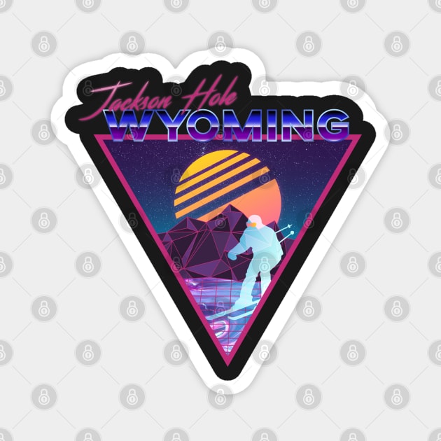 Retro Vaporwave Ski Mountain | Jackson Hole Wyoming | Shirts, Stickers, and More! Magnet by KlehmInTime