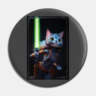 Fun Cat Print ~ AI Art ~ Fantasy Cat ~ Sci-fi Cat ~ Cats with Lightsabers Pin