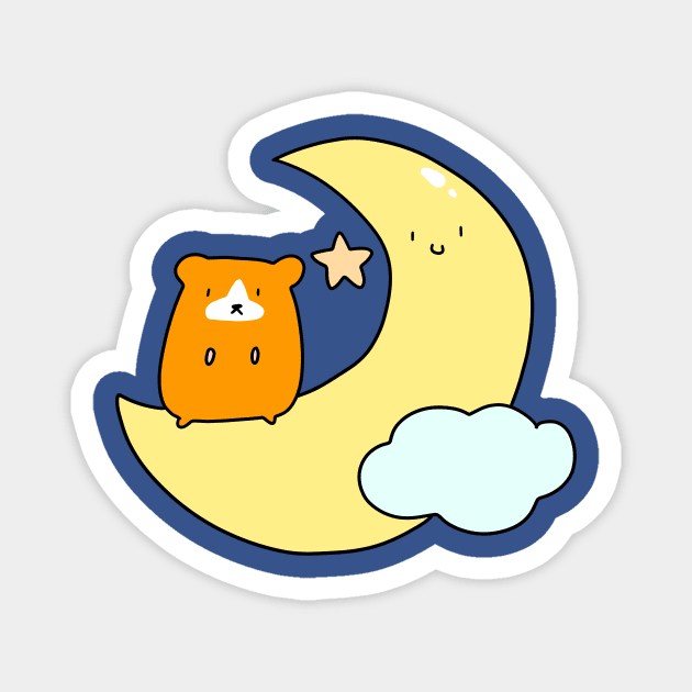 Crescent Moon Hamster Magnet by saradaboru