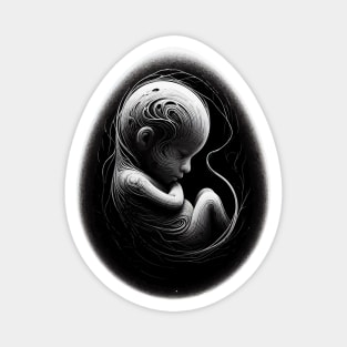 Monochromatic Black And White Embryo Outline Magnet