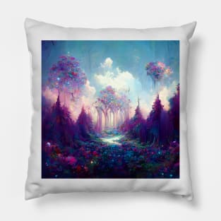 Magical Forest Landscape Pillow