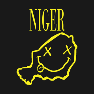 Vibrant Niger Africa x Eyes Happy Face: Unleash Your 90s Grunge Spirit! Smiling Squiggly Mouth Dazed Smiley Face T-Shirt