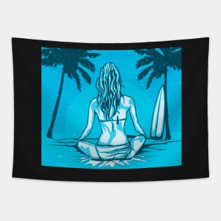 Blue Ocean Waves Tapestry