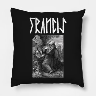 Saint Francis of Assisi Gothic Runes Hardcore Punk Pillow