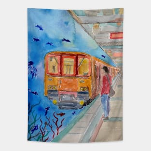 Underwater Trainstation Tapestry