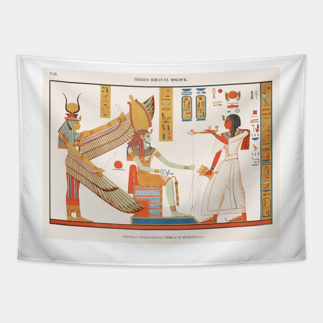 Painting of a scene from the tomb of Ramses IV, book plate from Champollion Tapestry by WillowNox7