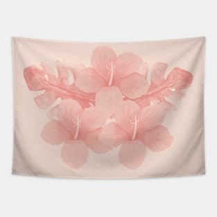 Tropical Peach Hibiscus Flower Tapestry