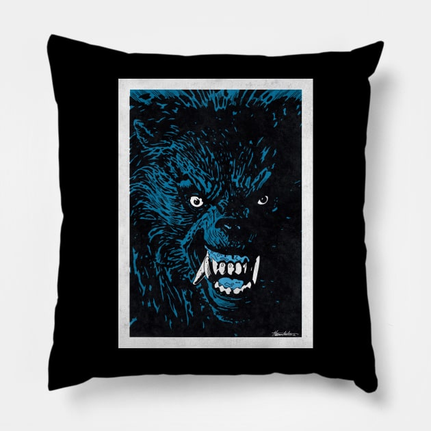 AMERICAN WEREWOLF IN LONDON (Pop Art) Pillow by Famous Weirdos