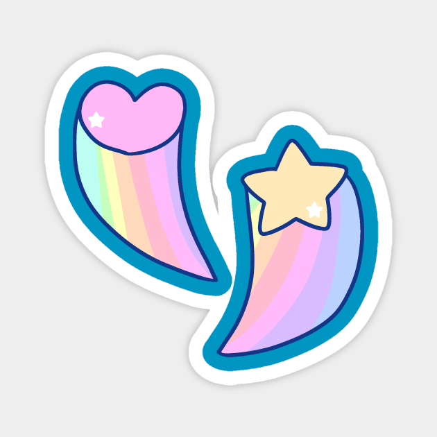 Rainbow Shooting Heart and Star Magnet by saradaboru