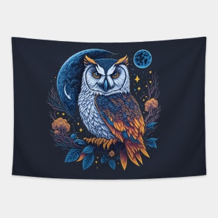 White Owl at Night Tapestry