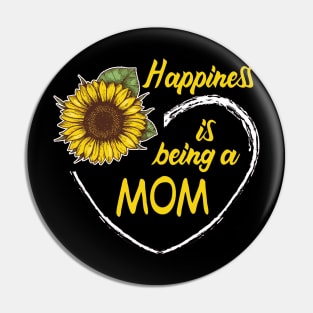 Happiness Is Being A Mom Sunflower Heart Pin