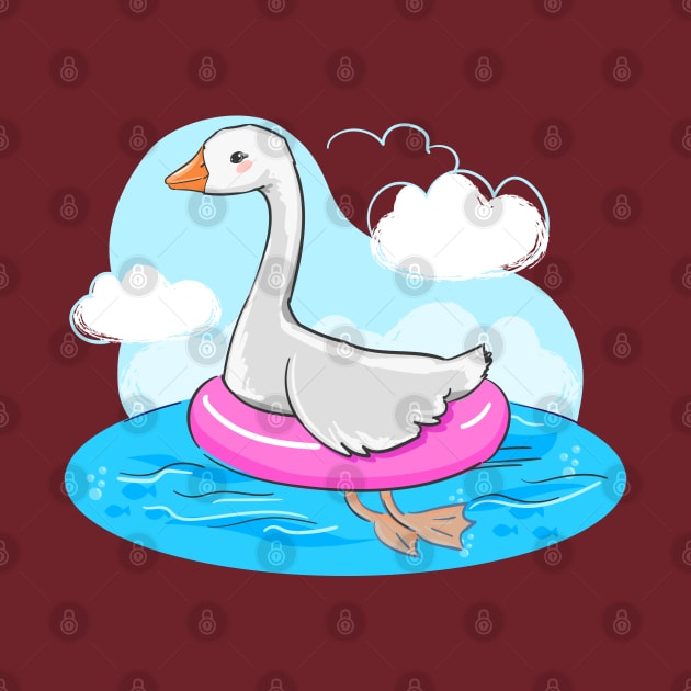 goose cute swim by Mako Design 