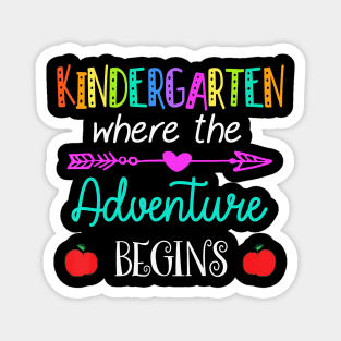 Kindergarten Where The Adventure Begins Shirt Kinder Teacher T-Shirt Magnet