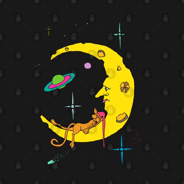 Cat Sleeping on the Moon by Turnersartandcrafts