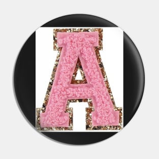 Preppy pink varsity letter Pin