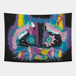 Colorful abstract cat face  art Tapestry