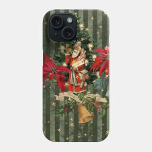 Merry christmas, Santa Claus with gifts and christmas flowers Phone Case