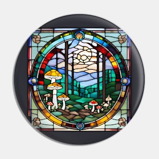 Diverse Mushroom Forest Stained Glass Pin