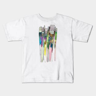 Colourful Paint Brushes Kids T-Shirt for Sale by pigment