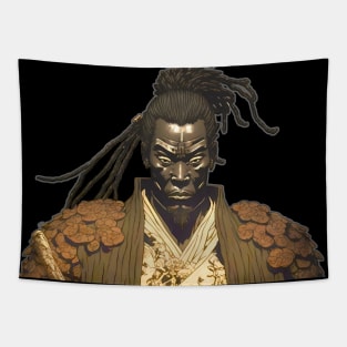 Yasuke the Black Samurai in Feudal Japan (1579) No. 1 on a Dark Background Tapestry