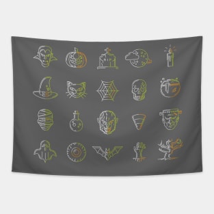 Trick or Treat Halloween Symbols Icons Tapestry