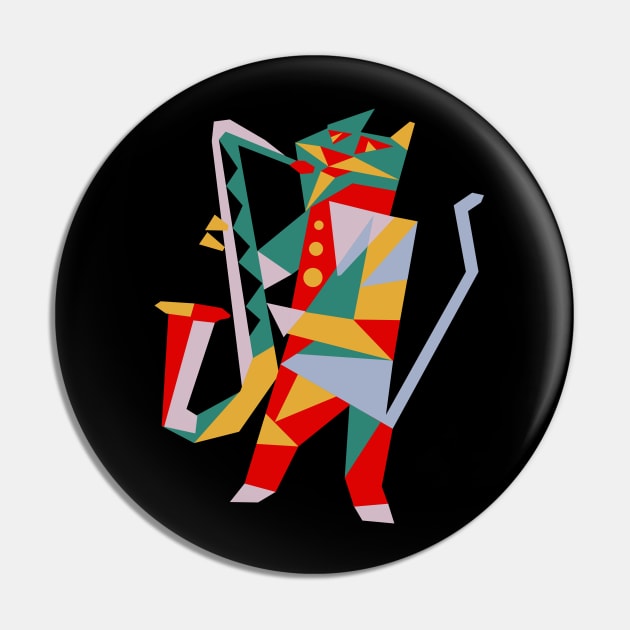 Cat playing saxophone modern cubist style Pin by jazzworldquest