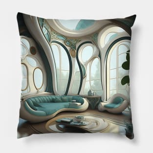 [AI Art] My future living room, Art Nouveau Style Pillow