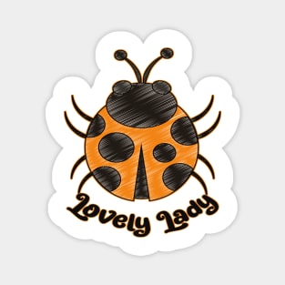 Cute Orange Color Ladybug - Lovely Lady Magnet