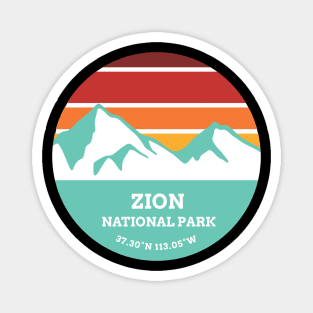 Zion National Park Retro Mountain Magnet