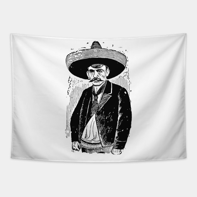 Emiliano Zapata Salazar Drawing Tapestry by olemanner