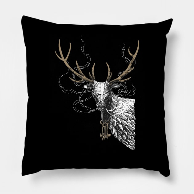 Feathered Stag Pillow by pakowacz