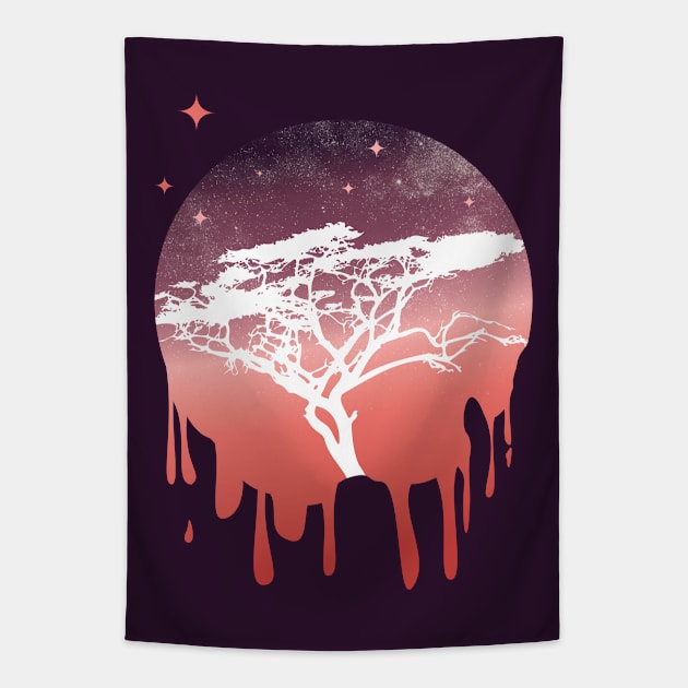 Sunset Savannah Acacia Tree Tapestry by PixelSamuel