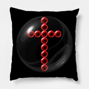 Red Cross in Glass Ball Pillow